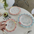 Axya Pink Ceramic Dinner Plate with Bow Knot, High Temp Resistant, Deep Dish
