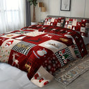 Axyaa Christmas Reindeer Plaid Duvet Cover Set - 3 Piece Set