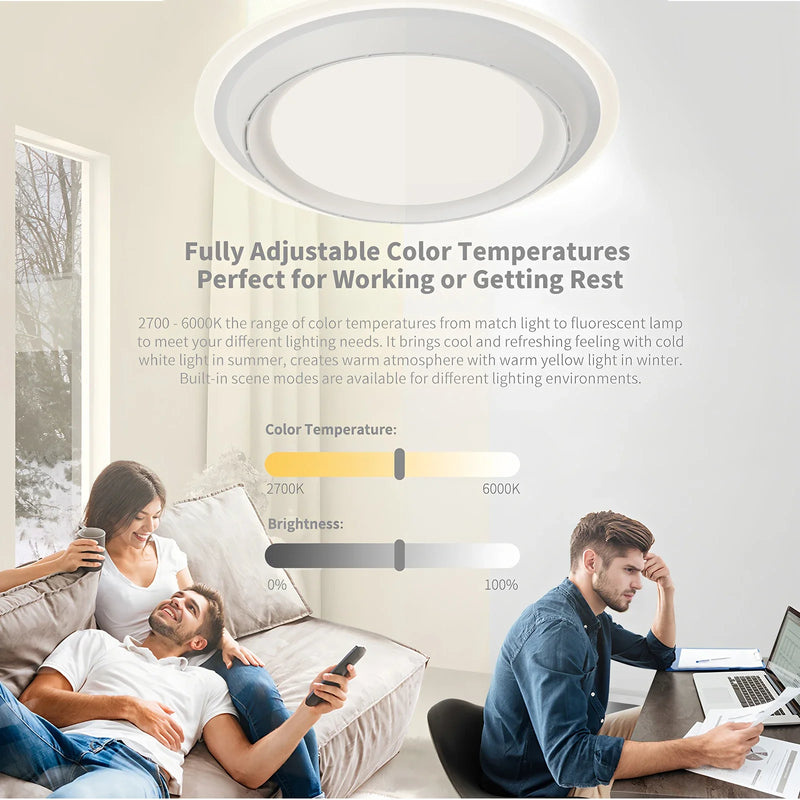 Axyaa Bladeless Ceiling Fan Light Remote Dimmable Bedroom Circulator