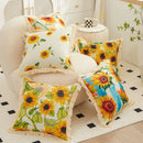 Nordic Sunflower Cotton Linen Pillowcase by Axyaa - Soft Cushion Cover for Home Sofa