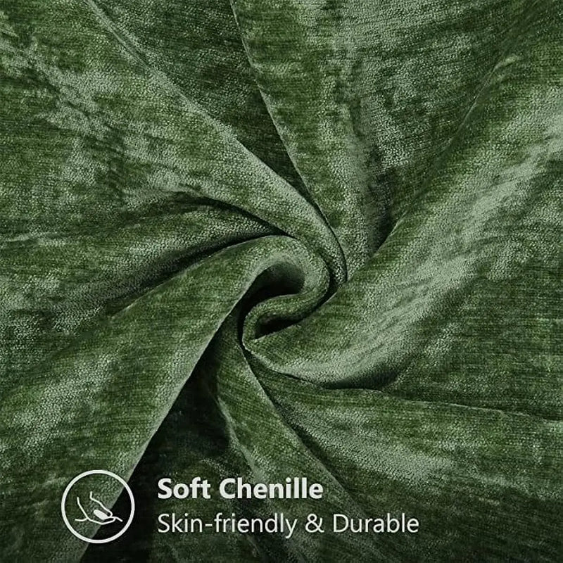 Luxurious Chenille Green Cushion Cover for Sofa Home Decor by Axyaa