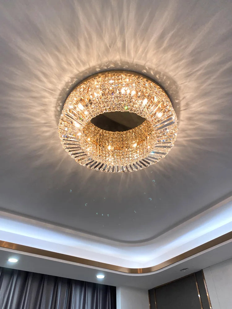 Luxury Axyaa Crystal LED Ceiling Light for Bedroom and Living Room