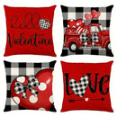 Axyaa Love Bow Buffalo Plaid Pillowcase - Home Sofa Cushion Cover & Gift