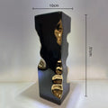 Axyaa Black Ceramic Geometric Square Vase with Golden Notch - Home Decor Accessory