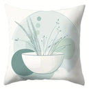 Axyaa Bohemian Abstract Cyan & White Throw Pillow Covers, Set of 4