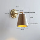 Axyaa LED Wall Sconce Light Switch Walnut Ash Wood Copper Arm Bedroom Living Room