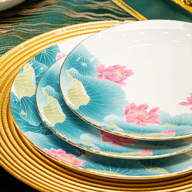 Axya Chinese Style Bone Dinner Set with Tableware & Kitchen Utensils