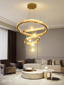 Axyaa Luxury Crystal Chandelier Ring Pendant Light - Elegant Living Room Fixture