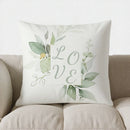 Axyaa Green & Gold Leaf Pattern Pillow Cover for Sofa, Bedroom, Car