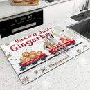 Christmas Gingerbread Snowflake Drying Mat by Axyaa: Non-Slip Absorbent Kitchen Placemat