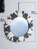 Axyaa Macrame Round Mirror | Boho Aesthetic Room Decor for Bedroom & Living Room