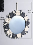 Axyaa Macrame Round Mirror | Boho Aesthetic Room Decor for Bedroom & Living Room