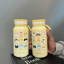 Axyaa Cat Coffee Tumbler: Insulated Stainless Steel Thermal Cup - 400ml
