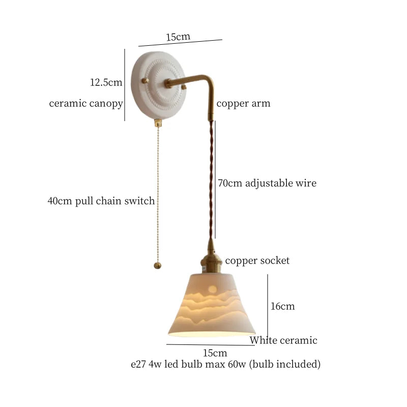 Axyaa Ceramic LED Wall Sconce: Polka Dot Interior Lamp for Bedroom, Bathroom, Loft