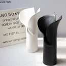 Axyaa Ceramic Petal Vase with Artificial Flowers - Desk Decoration & Home Decor