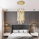 Axyaa 3W LED K9 Crystal Chandelier, Metal Round Stairs Villa Suspend Lamp Light Fixture