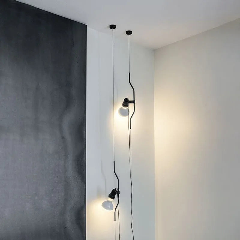 Axyaa Adjustable Black Line Bedroom Pendant Lamp - Living Room Art Deco Lighting