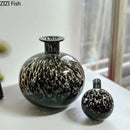 Axyaa Leopard Texture Glass Vase Modern Floral Arrangement Room Decor