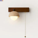 Axyaa Yellow Travertine LED Wall Light with Pull Chain Switch for Indoor Spaces
