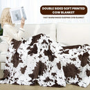 Axyaa Cow-Print Throw Blanket: Luxurious Ultra-Soft Plush Hand-Knitted Fleece