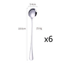 Axyaa Stainless Steel Dessert Spoon Set Swizzle Stir Long Handle Cutlery
