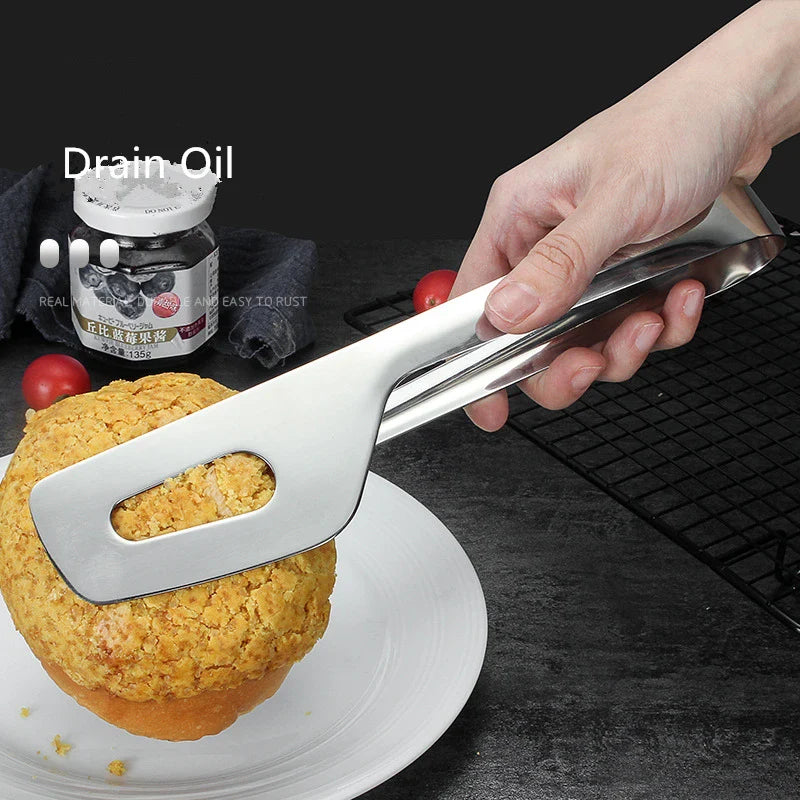 Axyaa Stainless Steel Kitchen Tongs - Multipurpose BBQ Meat Clips & Ice Cube Clamp