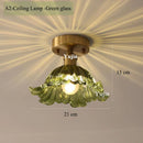 Axyaa Glass Ceiling Light Fixture Metal & Wood Vintage Style Hanging Lamp
