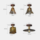 Axyaa Amber Glass LED Ceiling Lamp: Modern Aluminum Wood Light Fixture