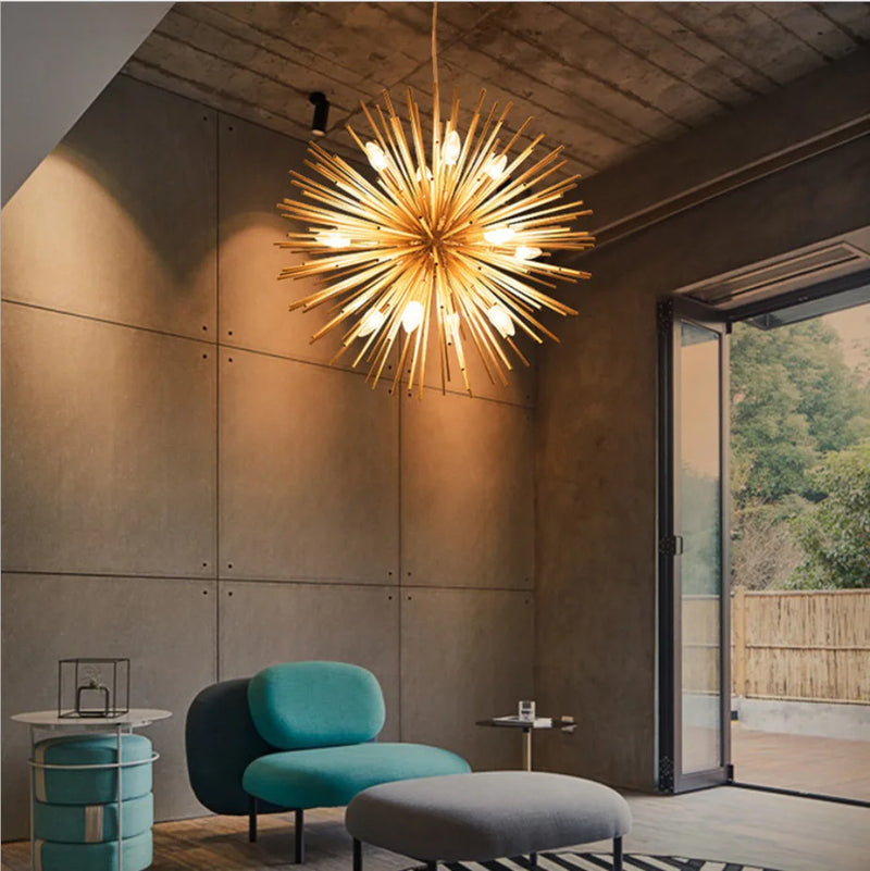 Golden Dandelion Ball Chandelier by Axyaa for Modern Nordic Style Rooms