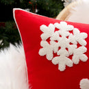 Axyaa Christmas Snowflake Plush Pillow Cover Embroidered Cotton Cushion 1PC