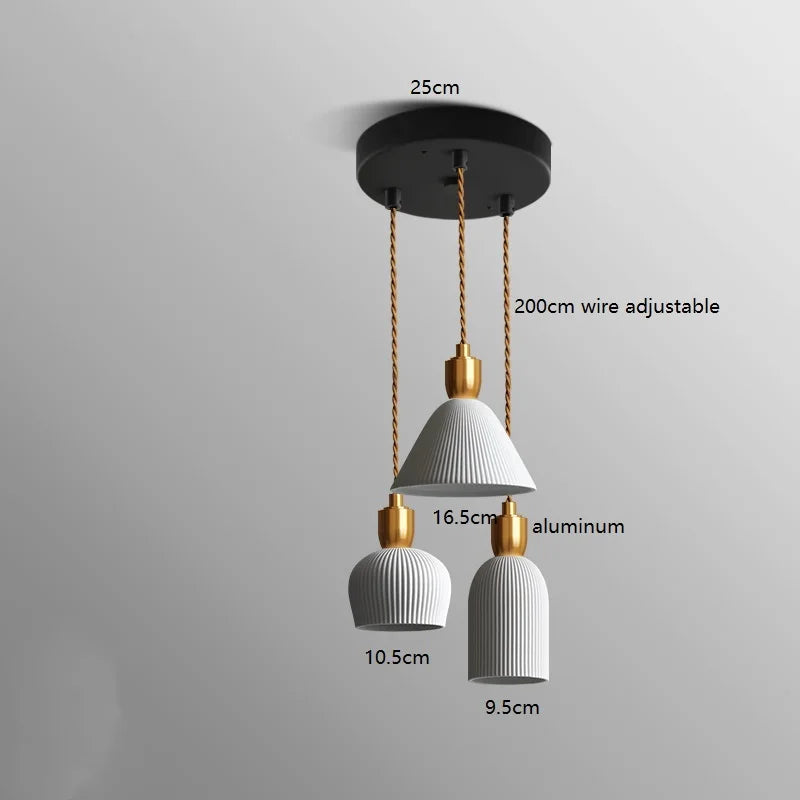 Axyaa Walnut Ceramic Nordic LED Pendant Lights - Japanese Style Modern Hanging Lamp