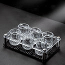 Axyaa Embossed Glass Spirits Cups Set of 6 - 50ml Small Wine Tea Drinking Glass