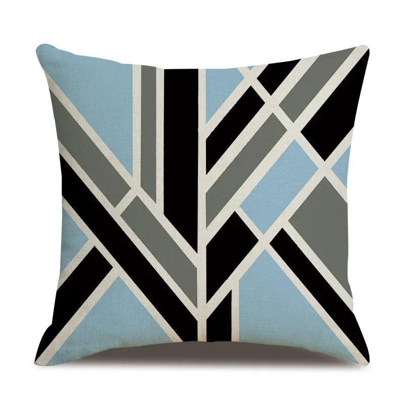 Axyaa Blue Deltoid Geometry Pillow Cover 45*45cm for Living Room, Bedroom, Sofa, Car