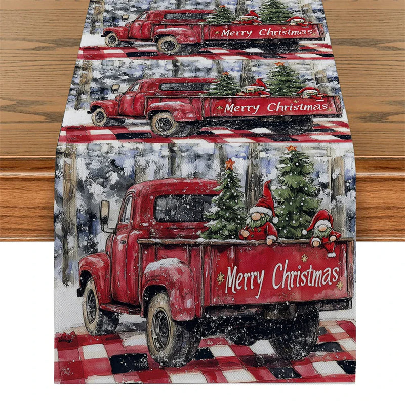 Axyaa Christmas Picard Dwarf Tree Table Runner for Festive Decor