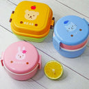 Axyaa Kids Animal Bento Lunch Box: Double-layer Round Snack Box, Microwave Safe, Portable