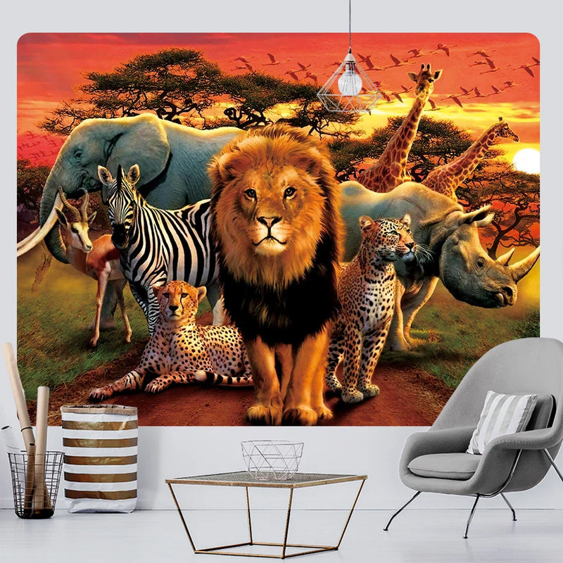 Axyaa Psychedelic Animal Tapestry: Bohemian Hippie Home Decor Yoga Mat