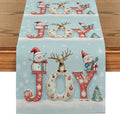 Holiday Table Runner Set by Axyaa: Festive Snowman Deer Dwarf Decor for Kitchen Party