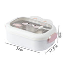 Axyaa Cute Rabbit Lunch Box: Stainless Steel Bento with 2 Grids & Leak-proof Design
