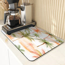 Axyaa Tropical Plants Absorbent Anti-slip Dish Mat - Quick Dry Kitchen Drying Pad