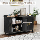 Axyaa 4-Door Wooden Storage Cabinet with Adjustable Shelf and Iron Legs