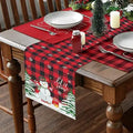 Axyaa Christmas Table Runner with Festive Gnome Tree Snowman Design