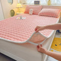 Axyaa Plush Velvet Mattress Topper Quilted Cover Bed Mat Linen Protection Pad