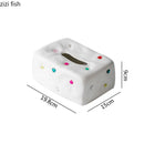 Gemstone-Set Ceramic Tissue Box & Cartoon Crystal Toilet Paper Holder by Axya for Desktop Organization