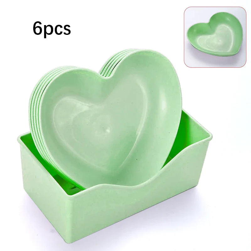Axyaa Heart-Shaped Snack Plate Set of 6