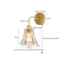 Axyaa Brass Glass LED Wall Light - Vintage Bathroom Vanity Lamp