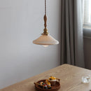 Axyaa Copper Ceramic LED Pendant Lamp with Wood Handle - Modern Hanging Light for Home Decor
