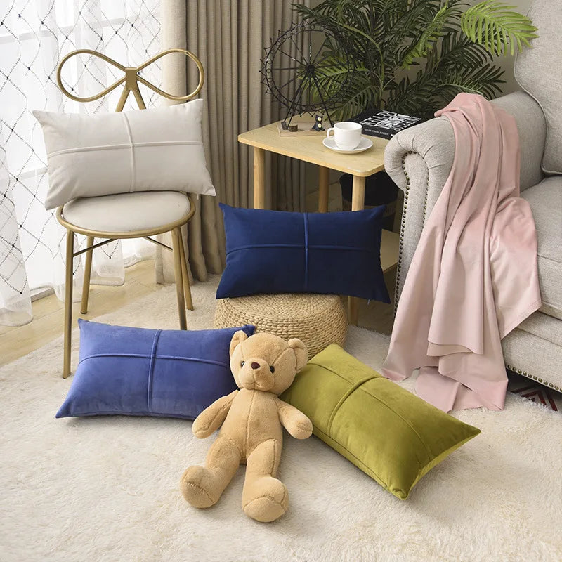 Axyaa Velvet Cross Lumbar Cushion Cover - Cozy Home Decor Pillow Case 30x50cm