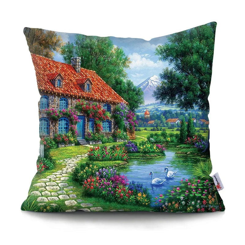 Axyaa Rustic Landscape Print Pillowcase