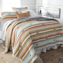 Axyaa Aztec Ruffle Bedding Set - Southwest Stripe - Full Size - Blue/Orange/Green/Brown