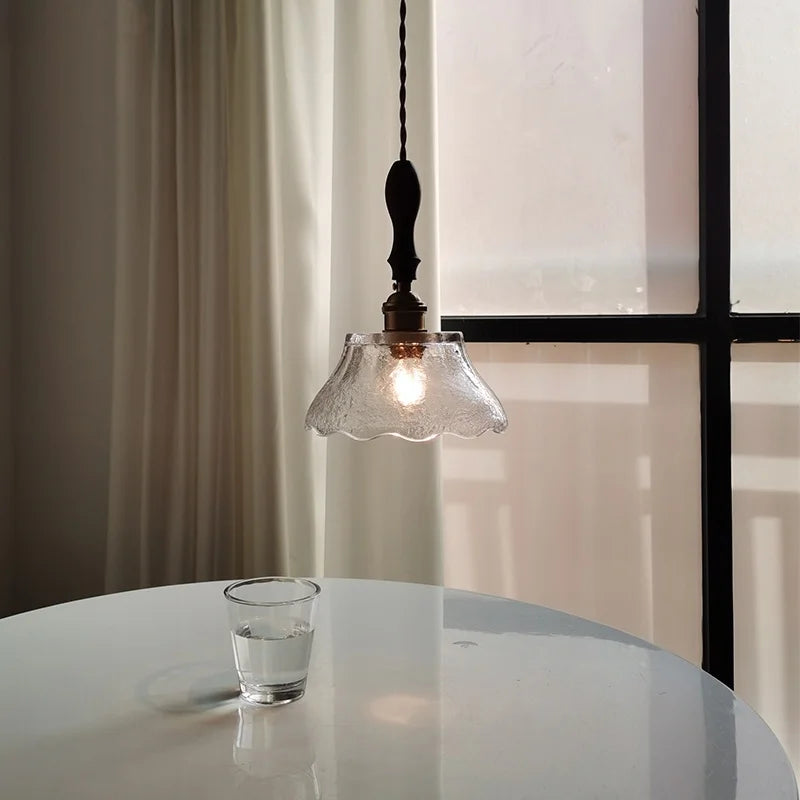 Axyaa Clear Glass LED Pendant Light with Adjustable Copper Socket for Modern Decor
